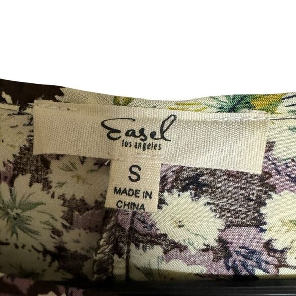 Easel Top Women's Blouse Floral Long Sleeve Rayon Small Cottagecore Feminine - Picture 2 of 8